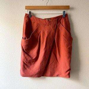 Anthropologie FEI Rust Orange Washi High Waisted Skirt